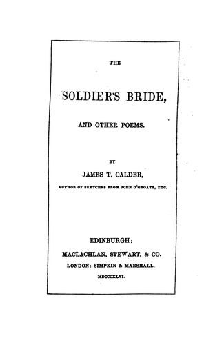 The soldier's bride, and other poems