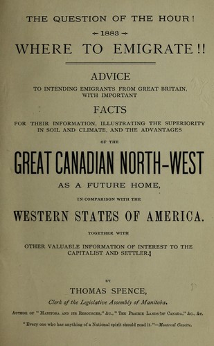 The question of the hour! 1883 Where to emigrate!