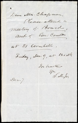 [Letter to] Dear Mrs. Chapman