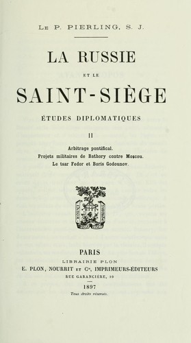 La Russie et le Saint-Siège, études diplomatiques