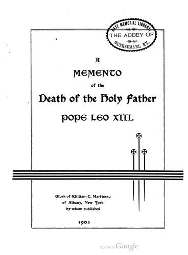 A memento of the death of the Holy Father, Pope Leo XIII