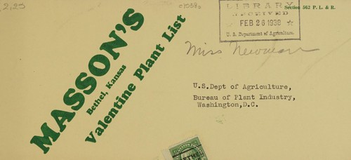 Masson's Valentine plant list