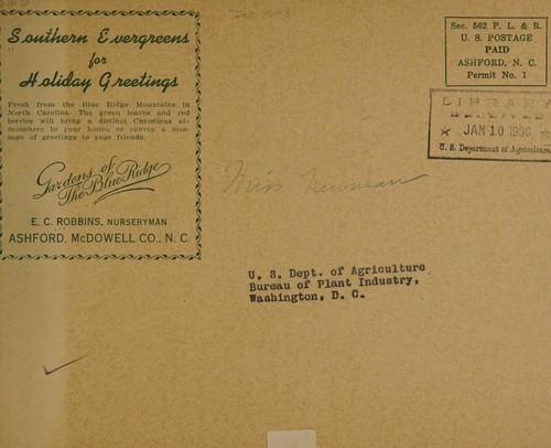 Evergreens for Christmas and holidays, December 1938