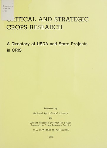 Critical and strategic crops research