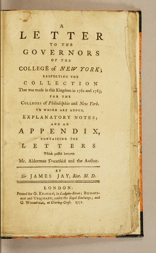 A letter to the governors of the college of New York