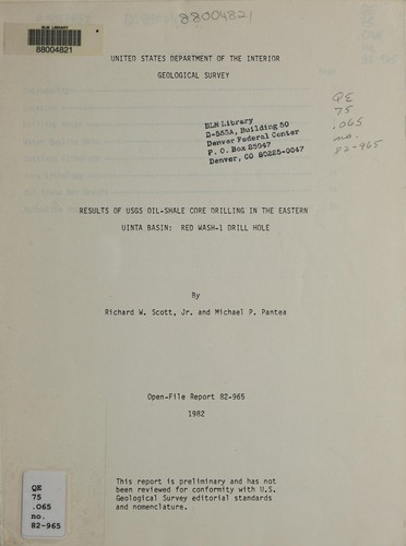 Results of USGS oil-shale core drilling in the eastern Uinta Basin