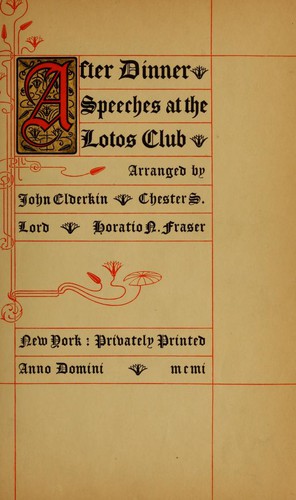 Speeches at the Lotos club