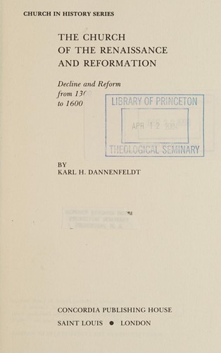 The church of the Renaissance and Reformation