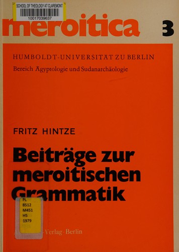Beiträge zur meroitischen Grammatik