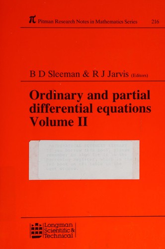 Ordinary and partial differential equations, volume 2