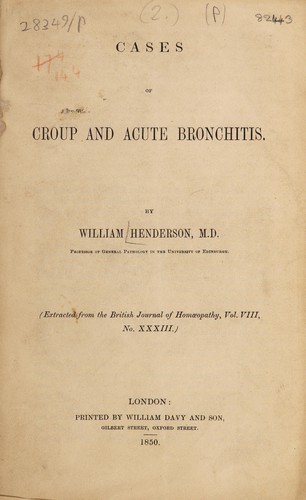 Cases of croup and acute bronchitis