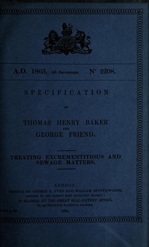Specification of Thomas Henry Baker and George Friend