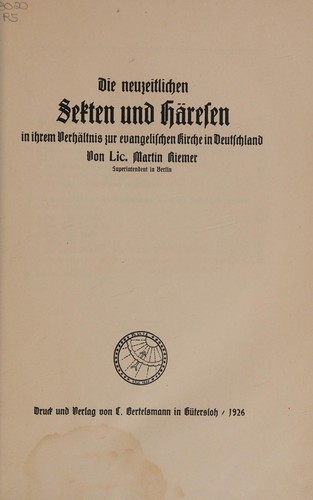 Die neuzeitlichen Sekten und Häresen