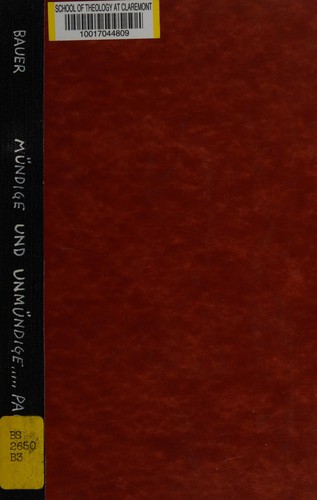 Mündige und Unmündige bei dem Apostel Paulus