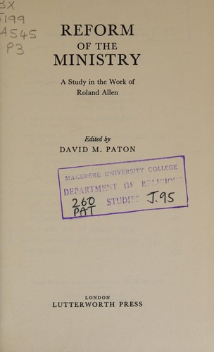 Reform of the ministry