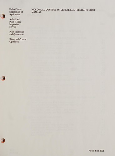 Biological control of cereal leaf beetle project manual