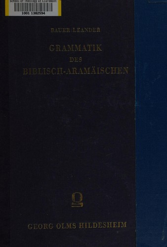 Grammatik des biblisch-Aramaeischen