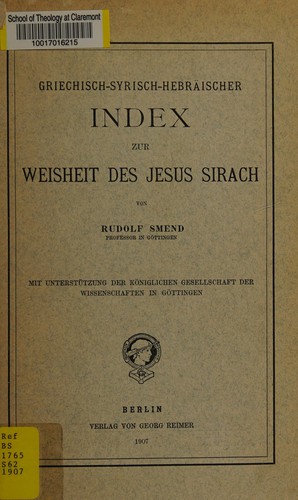 Griechisch-syrisch-hebräischer Index zur Weisheit des Jesus Sirach.