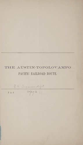 The Austin-Topolovampo Pacific railroad route