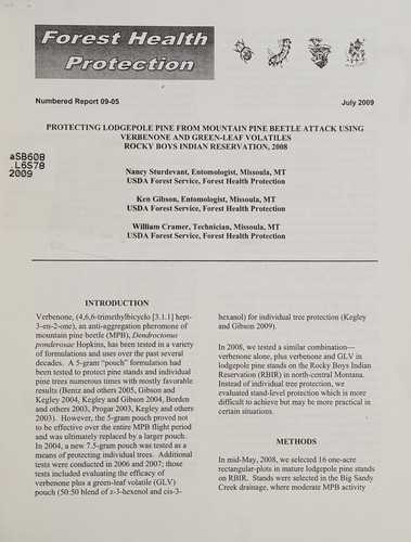 Protecting lodgepole pine from mountain pine beetle attack using Verbenone and green-leaf volatiles