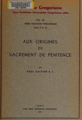 Aux origines du sacrement de Pénitence