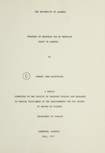 Strategy of resource use by mountain goats in Alberta