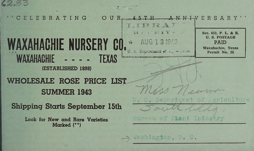 Wholesale rose price list, summer 1943