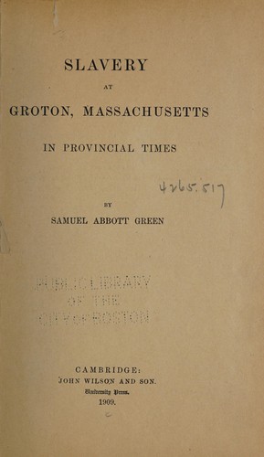 Slavery at Groton, Massachusetts