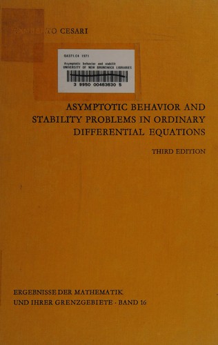 Asymptotic behavior and stability problems in ordinary differential equations.