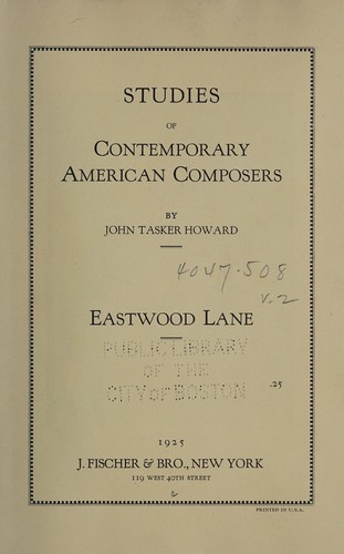 Studies of contemporary American composers