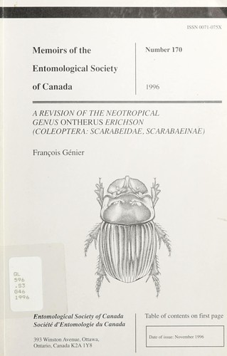 A revision of the neotropical genus ontherus erichson (coleoptera: scarabaeidae, scarabaeinae)