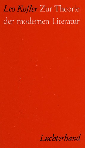 Zur Theorie der modernen Literatur