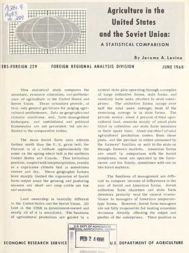 Agriculture in the United States and the Soviet Union