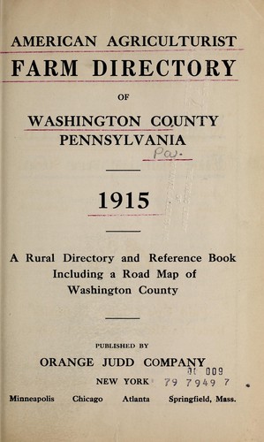 American agriculturist farm directory Washington County, Pennsylvania