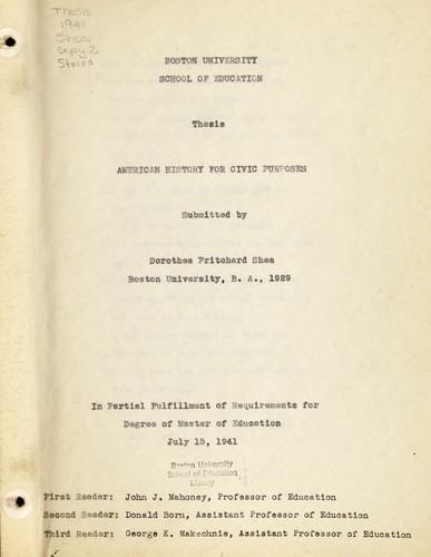 American history for civic purposes