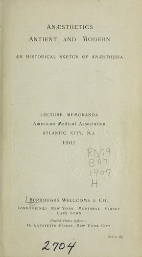 Anaesthetics antient [sic] and modern