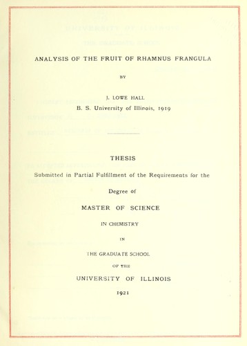 Analysis of the fruit of Rhamnus Frangula