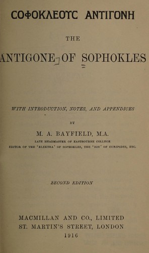 The Antigone of Sophokles