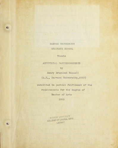 Artificial parthenogenesis ..