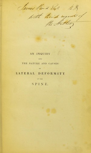 An inquiry into the nature and causes of lateral deformity of the spine