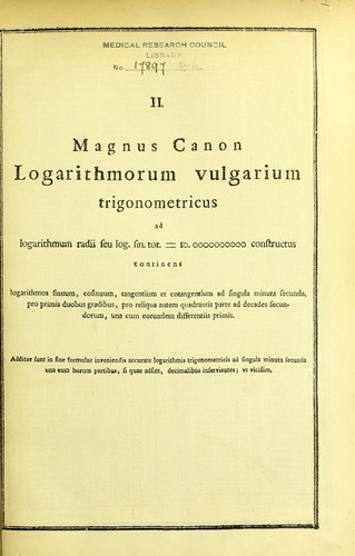 Thesaurus logarithmorum completus