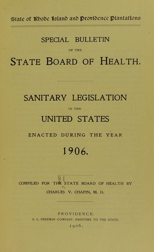 Sanitary legislation in the United States
