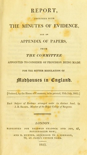 Report, together with the minutes of evidence, and an appendix of papers