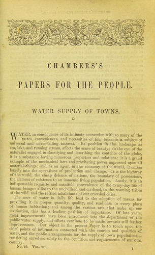 [Water supply of towns]