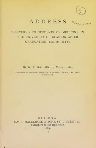 Address delivered to students of medicine in the University of Glasgow after graduation
