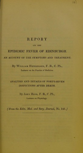 Report on the epidemic fever of Edinburgh
