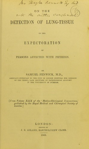 On the detection of lung-tissue in the expectoration of persons affected with phthisis