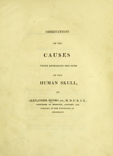 Observations on the causes which determine the form of the human skull
