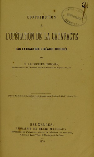 Contribution a l'opération de la cataracte par extraction linéaire modifée