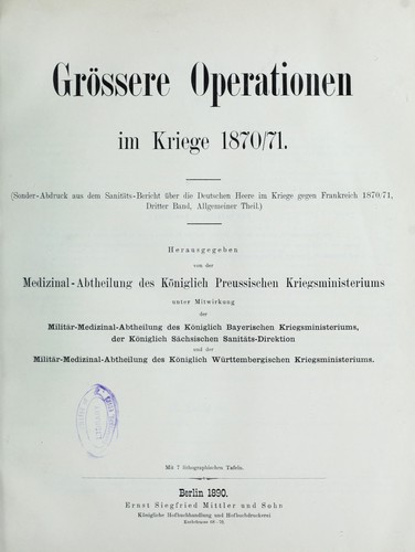 Grossere Operationen im Kriege 1870/71